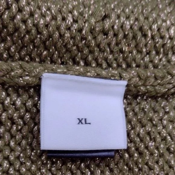 Adam Lippes Metallic Green Gold Lurex Cotton Blend Pull On Knit Skirt XL NWT - Picture 7 of 9